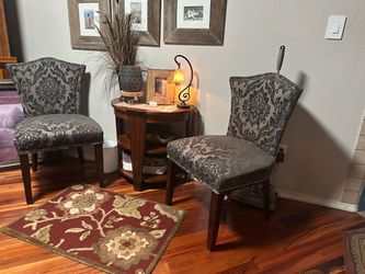 2  black/gray tapestry chairs