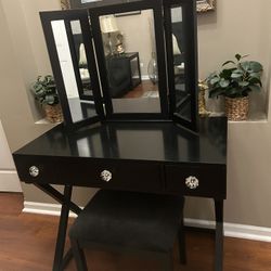 Black Make Up Vanity and Stool 