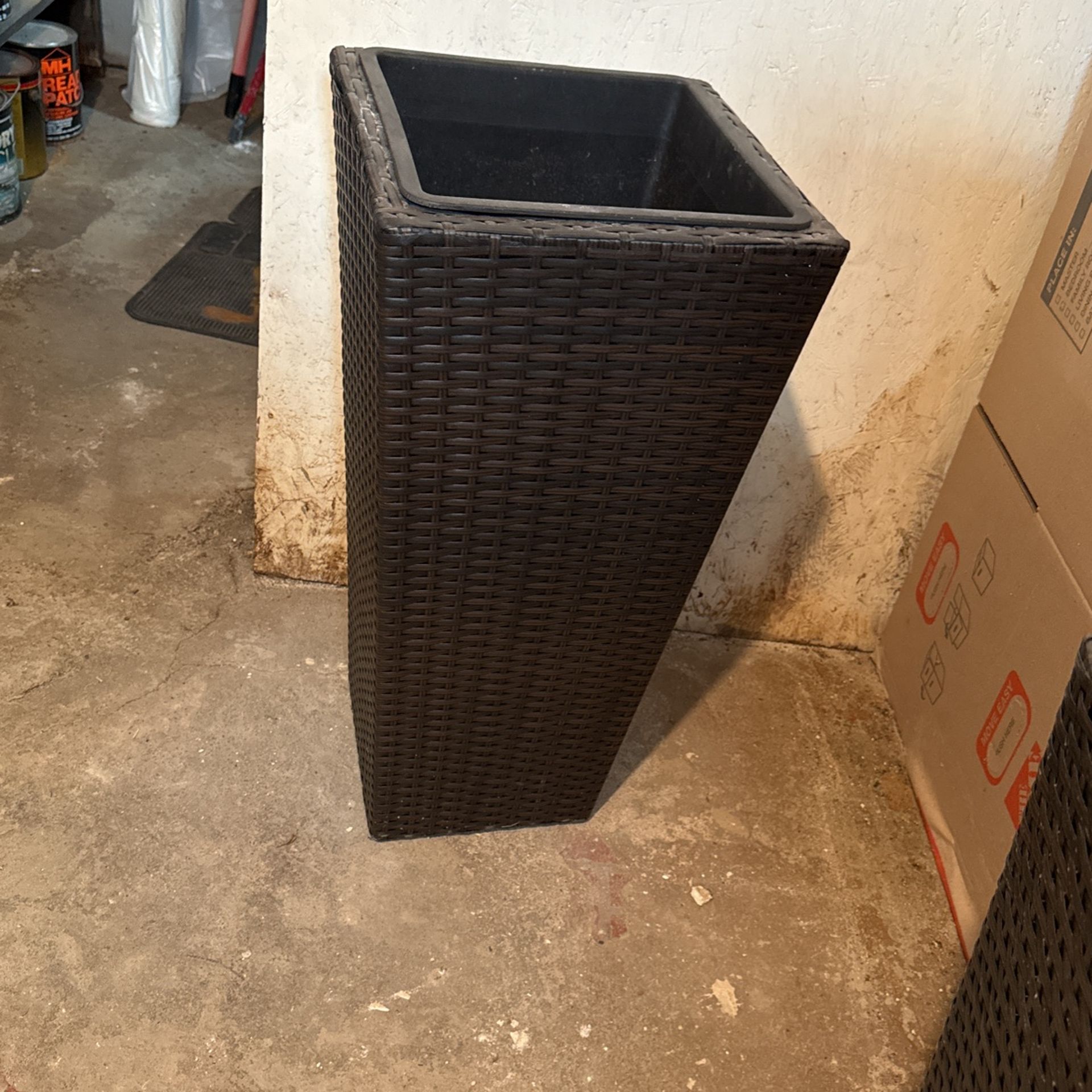 3 Tall Wicker Style Planters 