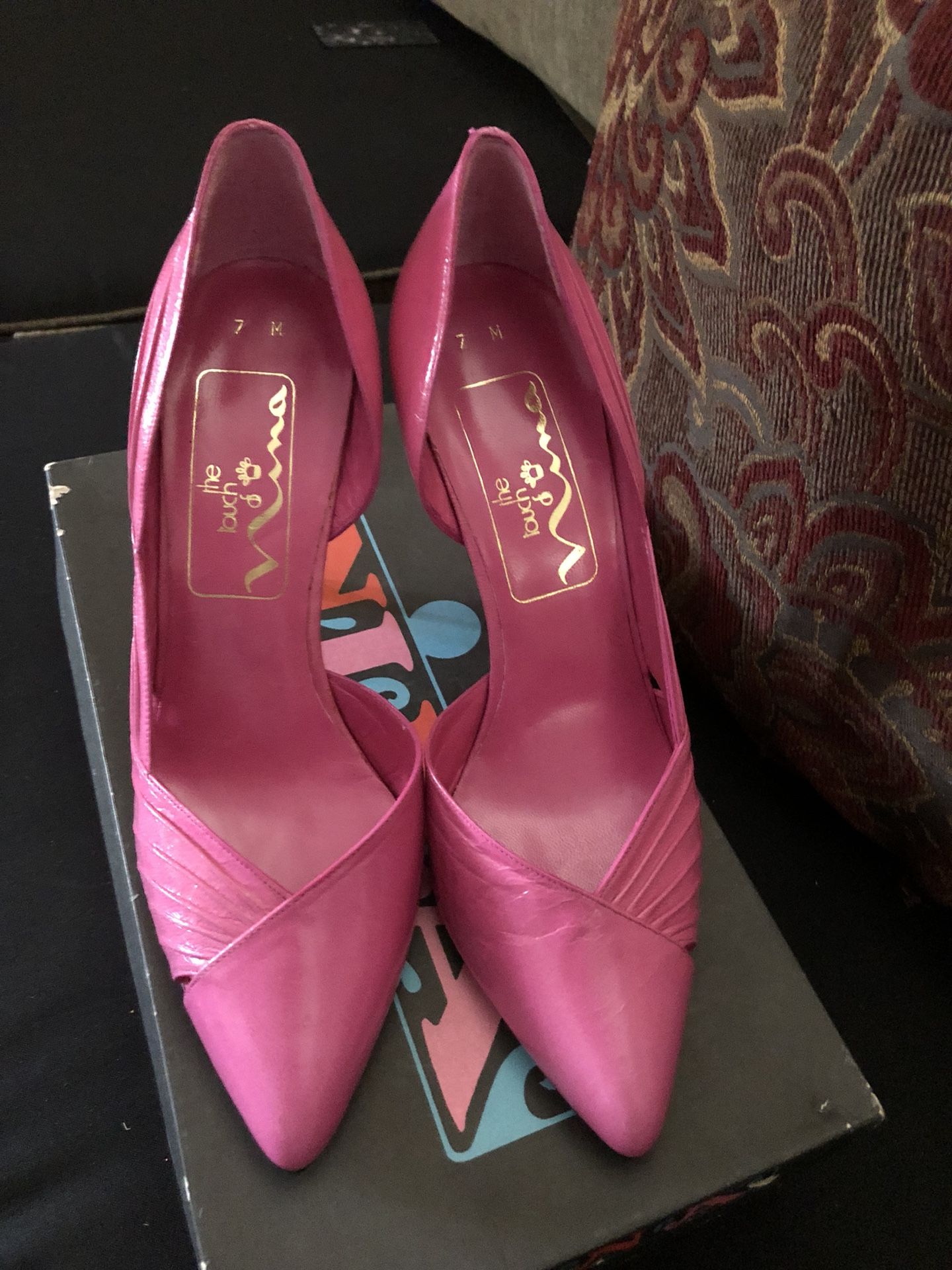 Pink shiny high heels