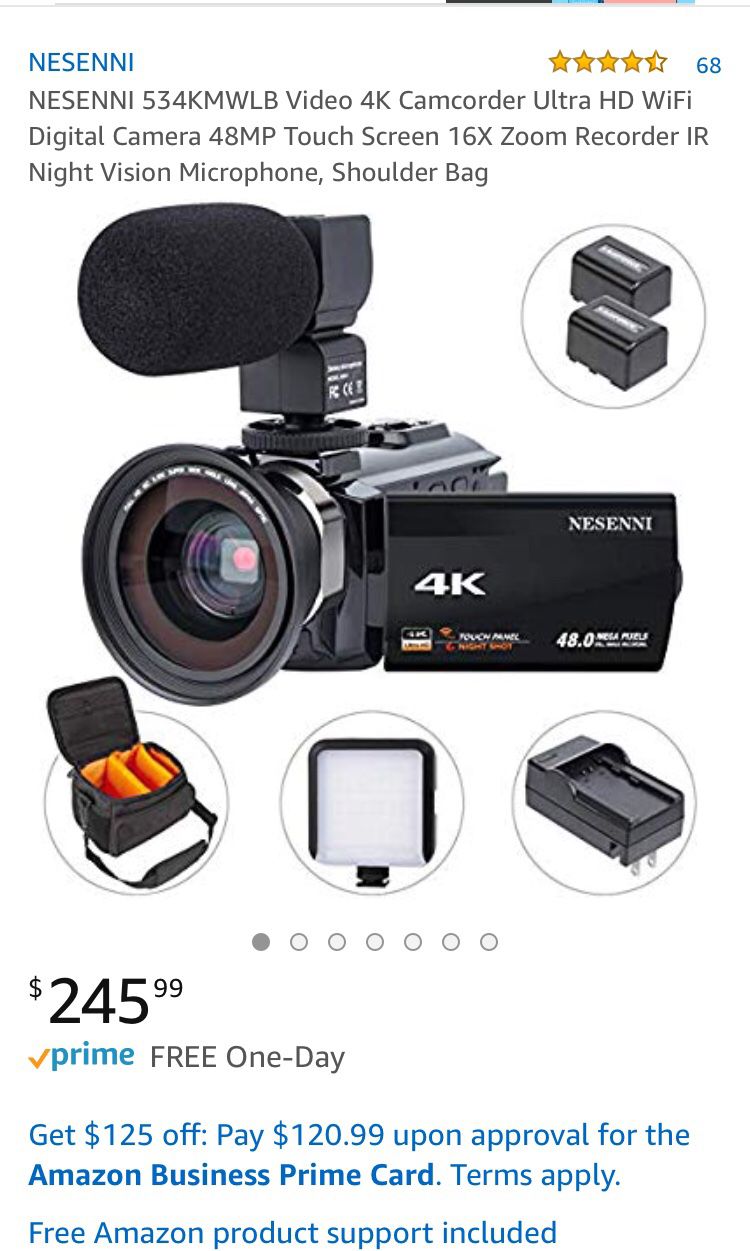 BRAND NEW 4K Camcorder, Ultra HD WiFi Digital Camera 48MP, Touch Screen, 16X zoom, IR night vision, microphone, and travel bag.