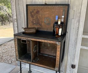 ANTIQUE Industrial Farmhouse Cubby Bar Cabinet