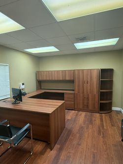 Executive U-Shaped Office Desk with Hutch, Storage Cabinet & Lateral File - Excellent Condition