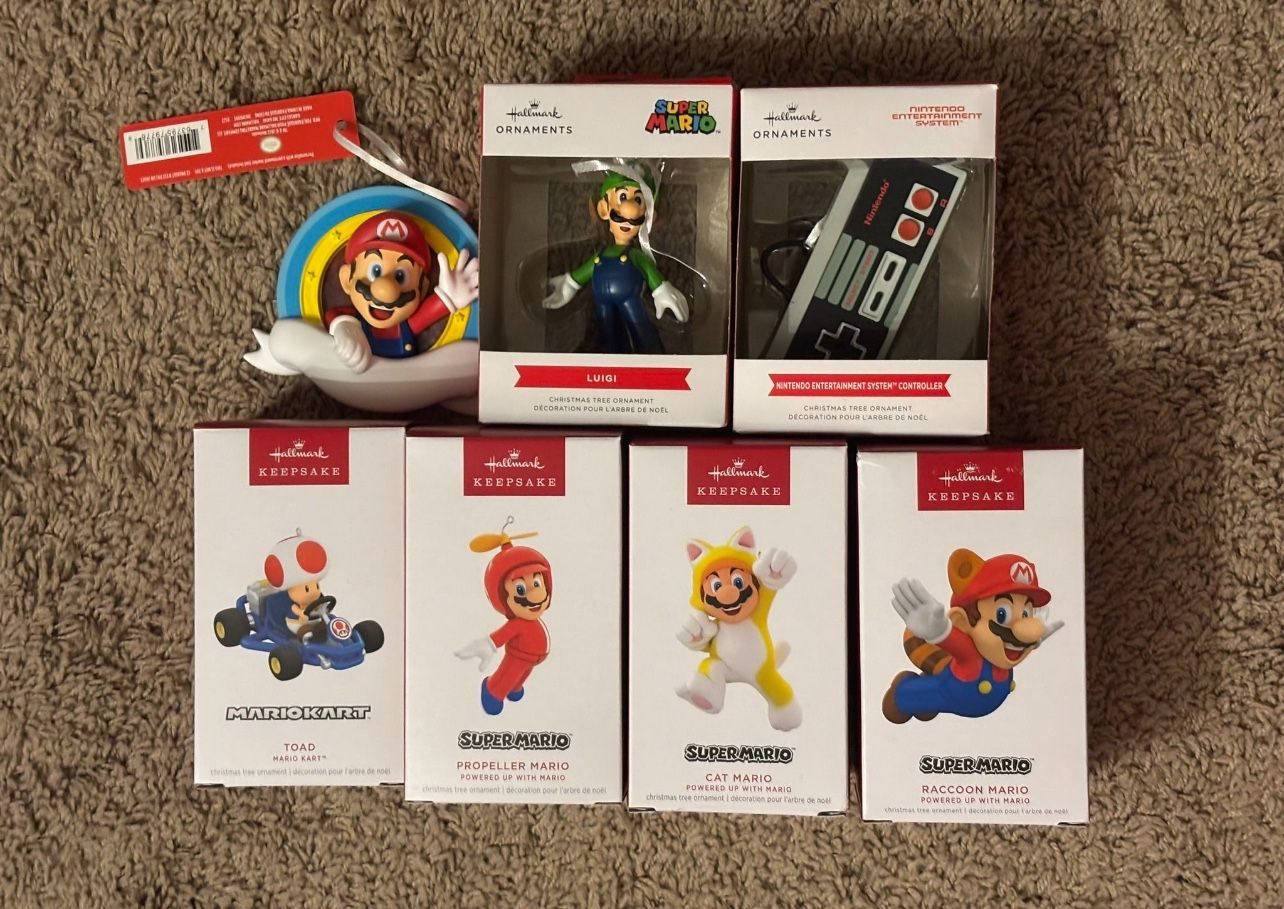 Super Mario Brothers Nintendo Luigi Christmas Ornament Lot