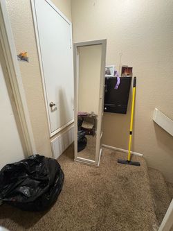 Full-Length Mirror Jewelry Armoire - White Jewelry Storage Cabinet