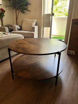 Round brown table