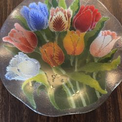 Tulip Fused Glass Bowl By Peggy Karr