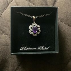 Gold Coast Platinum Plated Amethyst Pendant Necklace