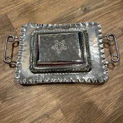 Vintage Cromwell Ice Bucket / Tongs And 3 Piece Serving Tray