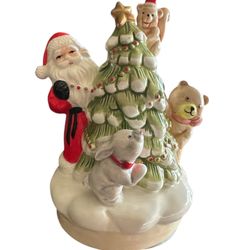 Vintage fitz Floyd Christmas mid century musical box not working playing Santa clause coming to town no original box 8”