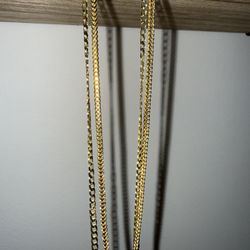 18k gold filled 18inch Rounded Franco/22 inch Miami Cuban bundle. STAMPED