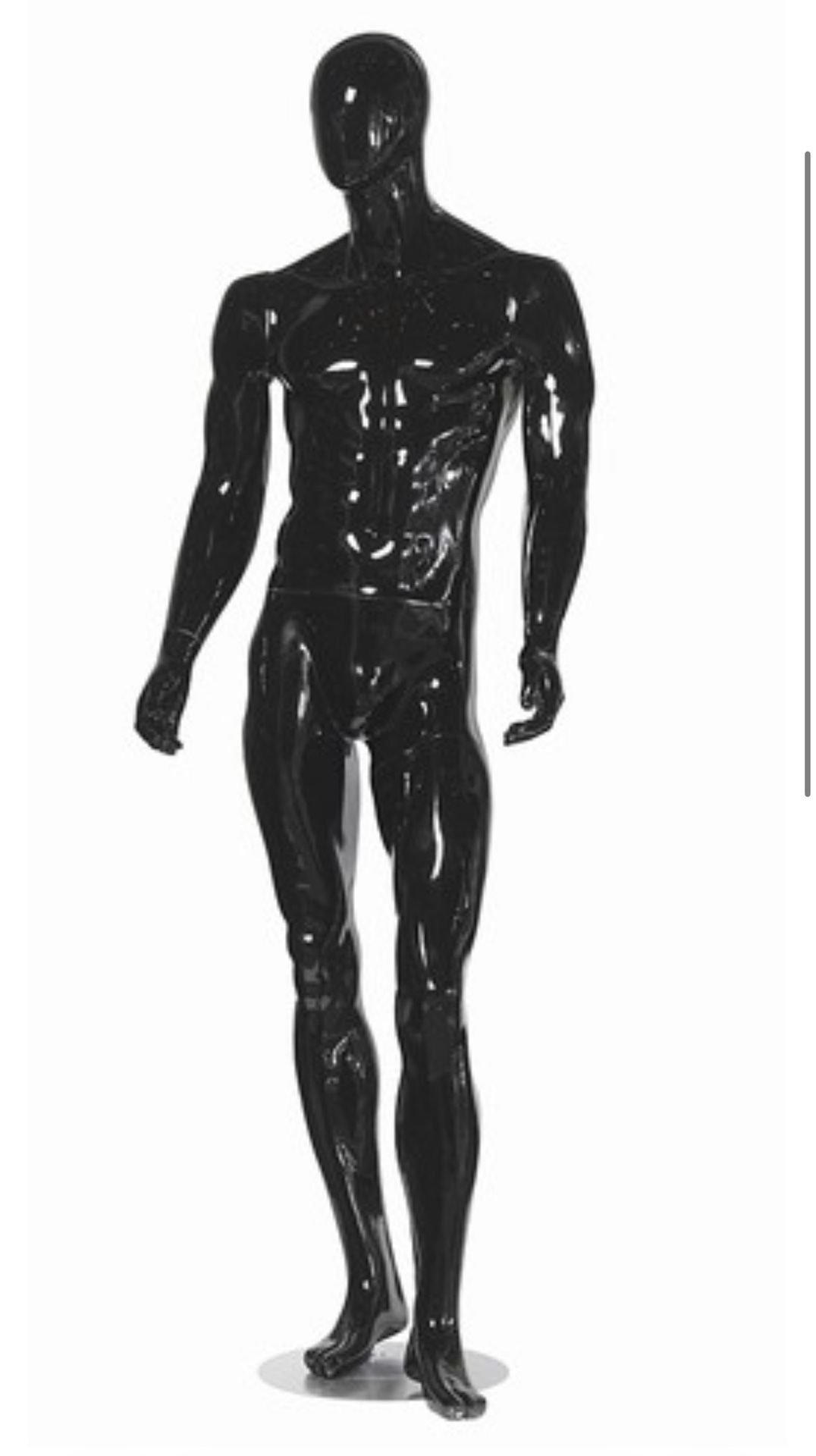 Black Gloss Male Mannequin w/ Straight Arms