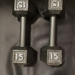 Two 15 Pound Dumbbells 