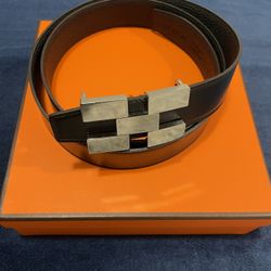 AUTHENTIC Hermes Geometric H Belt Buckle With Aftermarket Strap