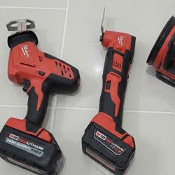 3 Milwaukee Tools + 3 Milwaukee Batteries Included 