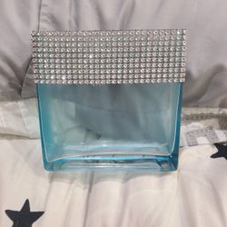 Blue Glass Flower Vase With Band.