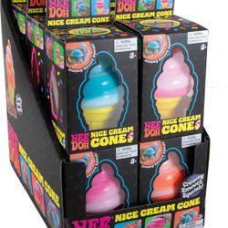 Case of 12 - NeeDoh Nice Cream Cone Blue Orange Pink Ice Cream Squishy Nee Doh