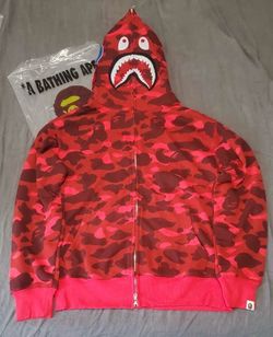 BAPE Camp Shark Full Zip Hoodie (Red)