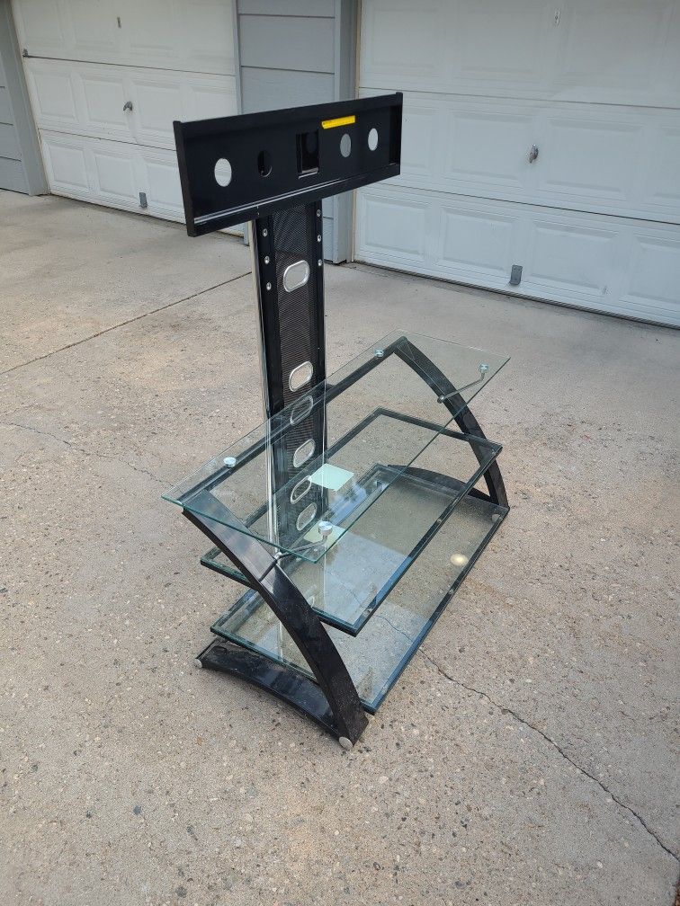 Tempered Glass TV Stand With 3 Shelves