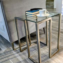 Modern glass and metal end table