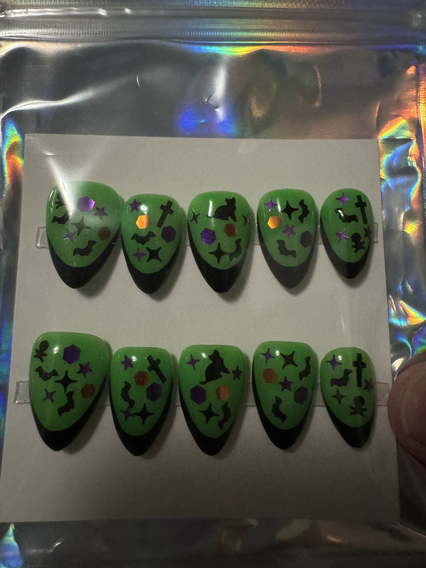 3 Pack Of Customized Press On Nails Size LG Medium Almond