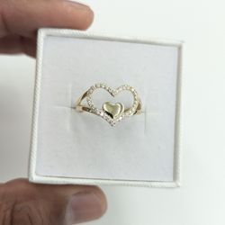 10kt Real Gold Double Heart Ring For Women 