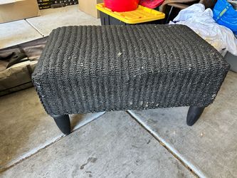 Black Woven Ottoman / Footstool – Rectangular