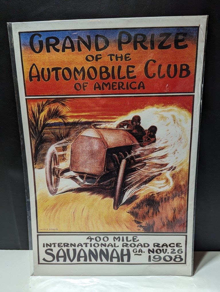 1908 Automobile Club Race Poster Reprint 12X18" - Classic Racing Memorabilia