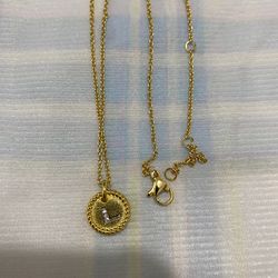 David Yurman Engraved Small Gold Medal Pendant Chain Is Fine Gold 