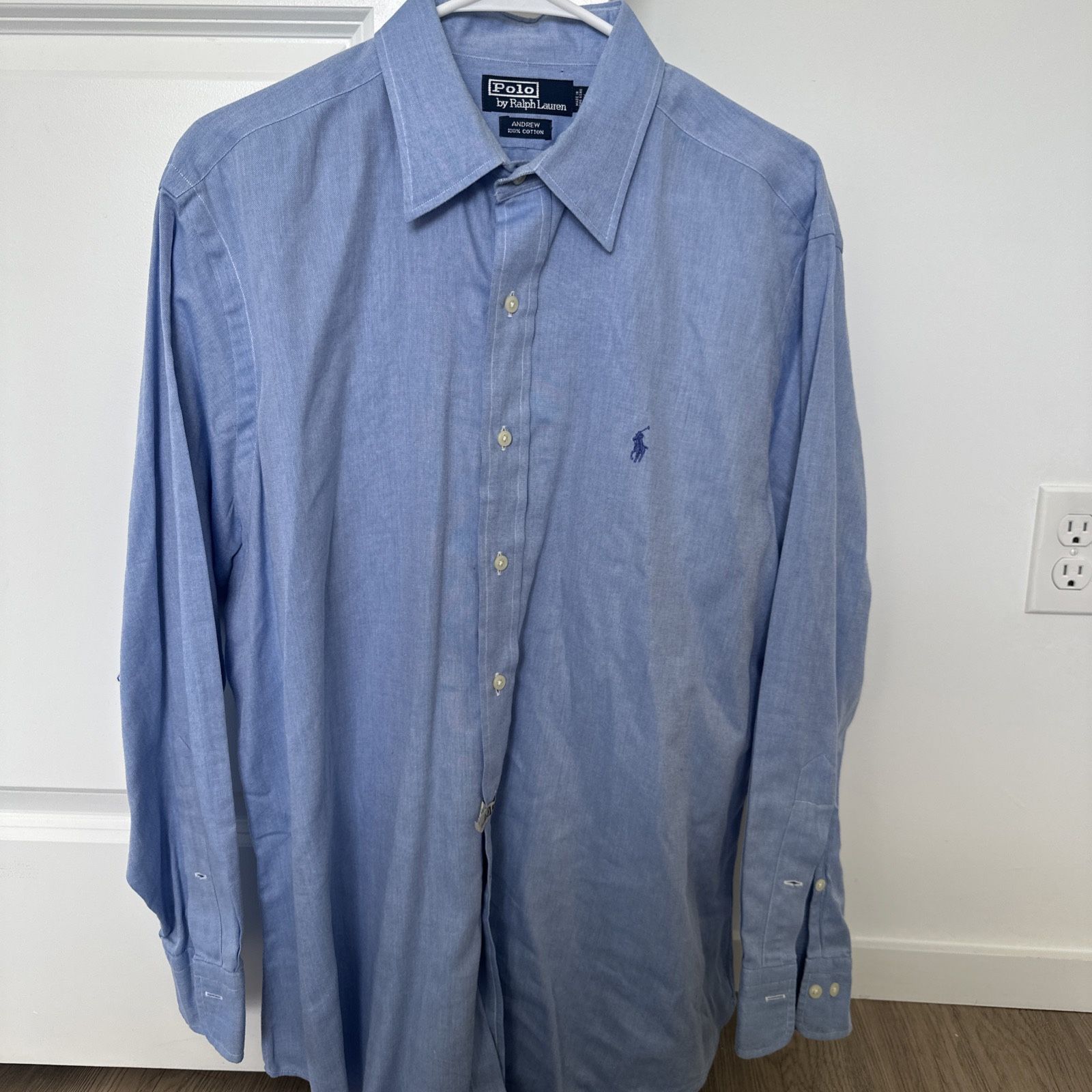 Ralph Lauren Mens Shirt Classic Fit Long Sleeve Blue Cotton Sz 16.5 32/34
