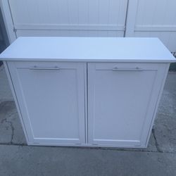 Double White Tilt-out Recycling Trash Cabient