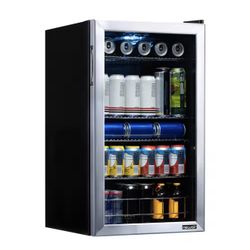 19 in. 126 (12 oz) Can Freestanding Beverage Adjustable Shelves - Stainless Steel