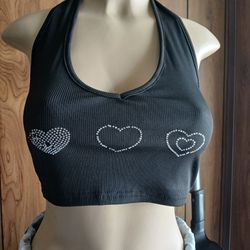 Y2k Shirt/ Black Crop Shirt/black Gurl Blouse /blouse/halter Top /backless Shirt /black Ribbed  Halter Top/