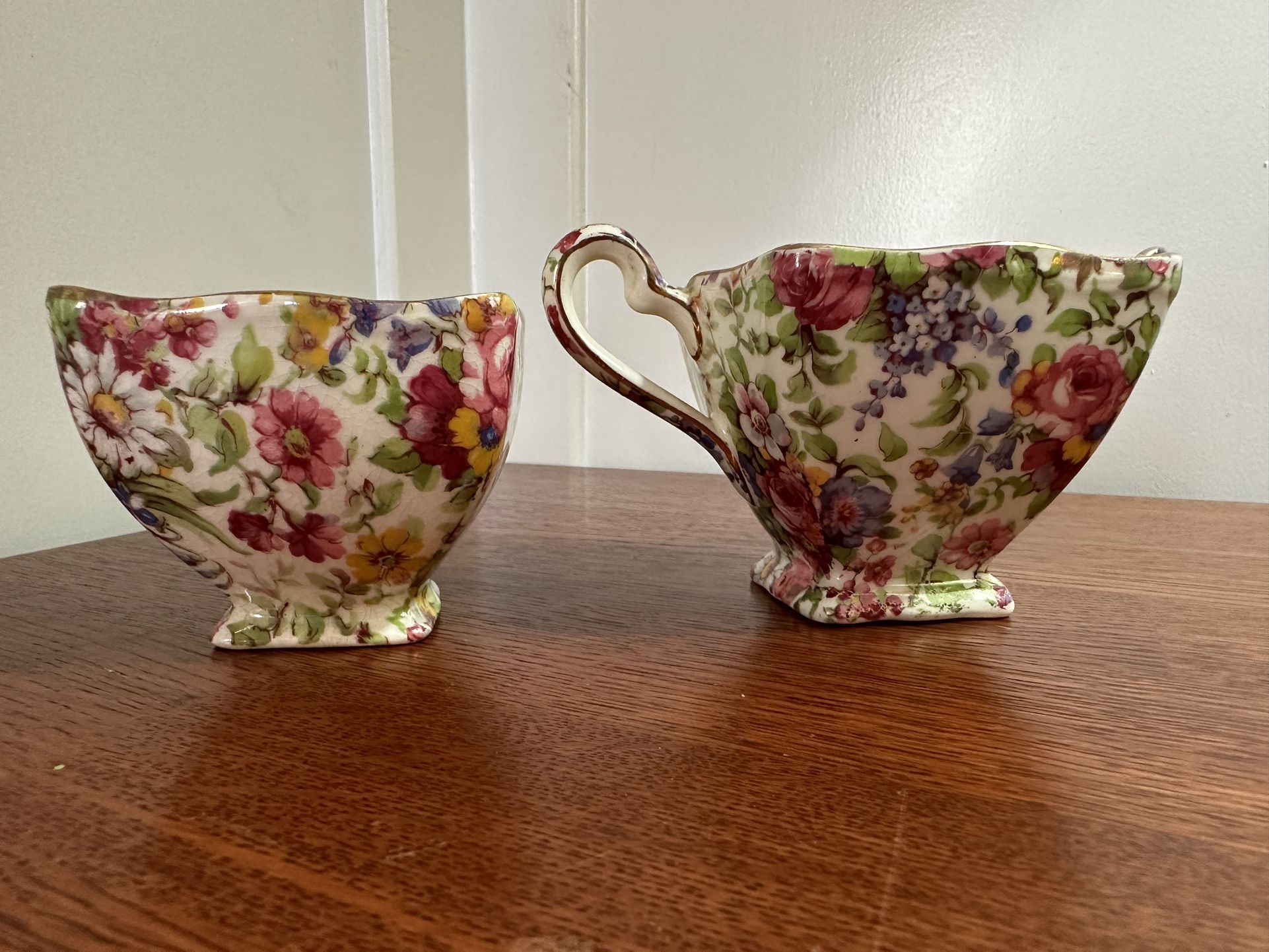 Vintage Royal Winton Grimwades Summertime Cream & Sugar, Made in England