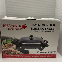 Kitchen Electrics 12" NON-STICK ELECTRIC SKILLET, Healthy Cooking Made Easy