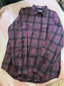 Calvin Klein Liquid Cotton Plaid Button-Up Shirt Men's Long Sleeve Purple M