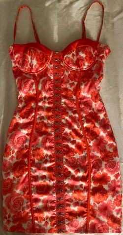 Red floral corset dress
