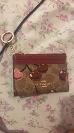 Coach Cherry Print Card Case Key Ring