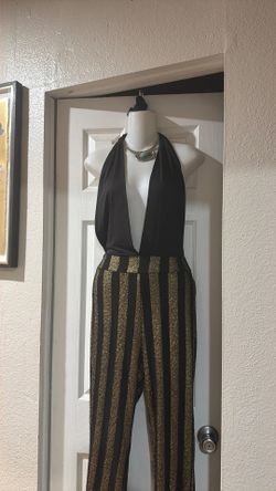 New long sexy romper black with gold