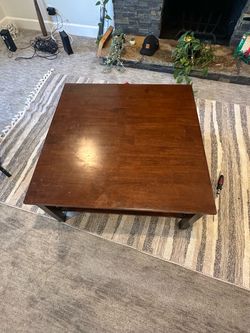 Square Wood Coffee Table Dark Walnut