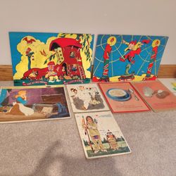 Vintage heavy duty thick Kids puzzles 1950s/1960s
 $1 each.