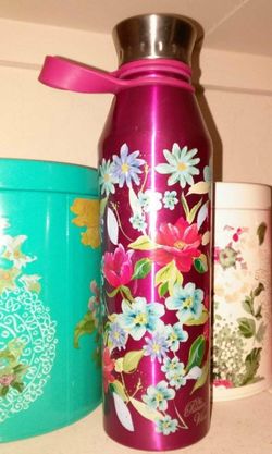NEW W/O PACKAGE PINK FLORAL PIONEER WOMAN STAINLESS STEEL WATER BOTTLE 