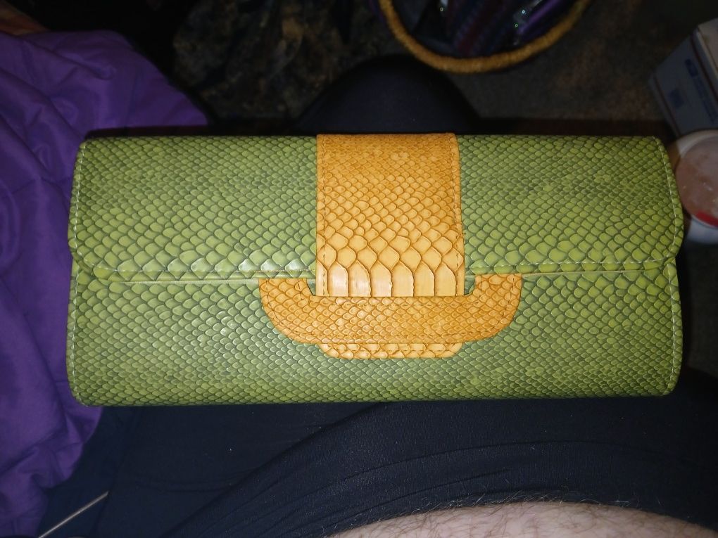 Faux Alligator Skin Clutch