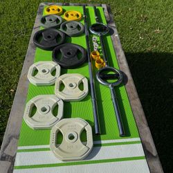 Complete Studio Weight Set With Barbell And Adjustable Curl Bar ( BODY ROCK AND ZIVA)