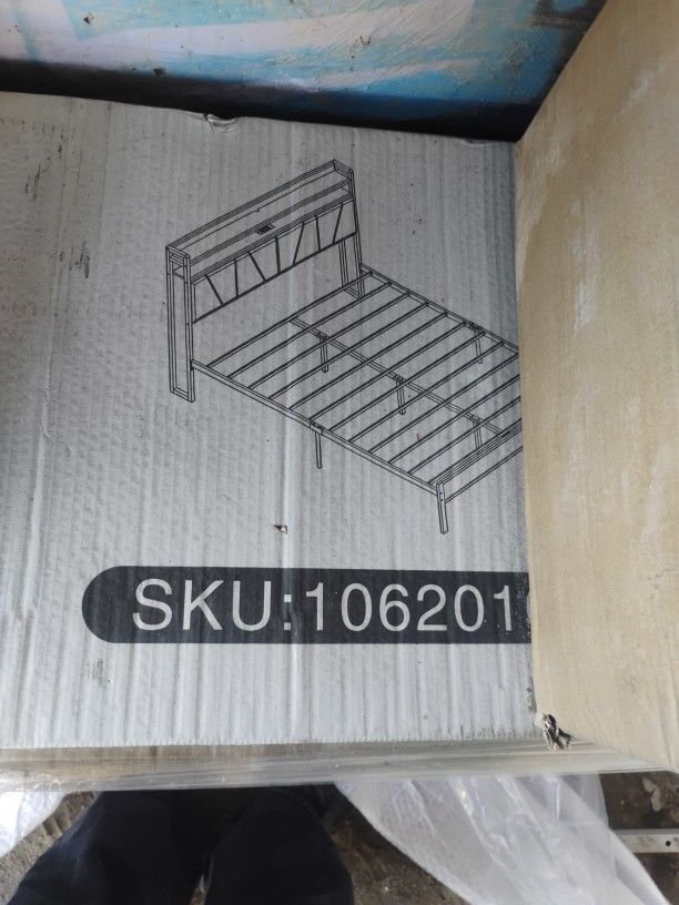  SKU 101n refers to a King Bed Frame with Storage Drawers and a Bookcase Headboard, which also features LED lighting, built-in outlets, and USB