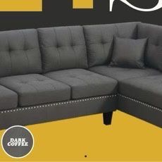 Two Piece Sec-tional Sofa , Dark Coffee 