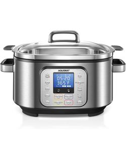 HOUSNAT Slow Cooker, 10 in 1 Programmable Slow Cooker 6QT 304 Stainless Steel Inner Pot, Multi-Cooker with Rice, Yogurt, Sauté, Steam, Delay Start & A
