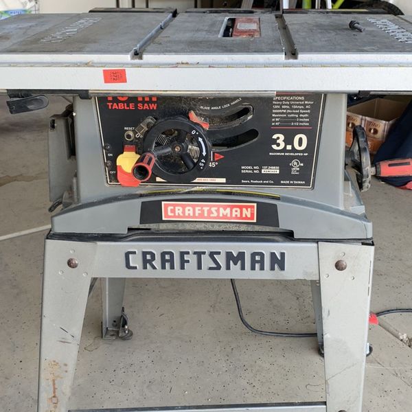 Craftsman table saw 10 inch 3 0 hp with guard and fence for sale in