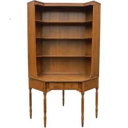 Prestigious Ethan Allen Maple Corner Desk with Shelves