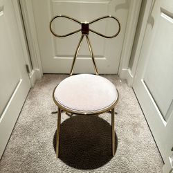 Golden Vanity Chair, Modern Bow with Pink Felt Seat Cushion